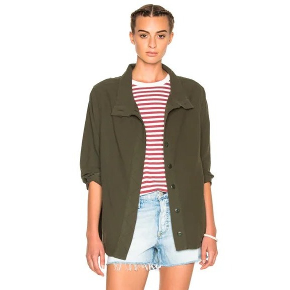 The Great Slouchy Army Jacket Sz L Dark Olive Cotton Utility Oversized Capsule